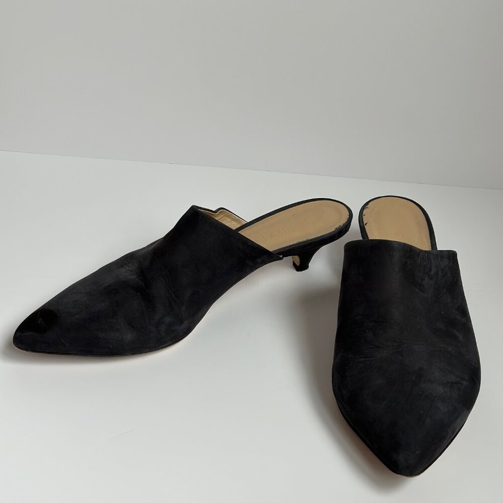 Jenni Kayne Oiled Leather Kitten Heel Mule Black SZ 39 (8-8.5)